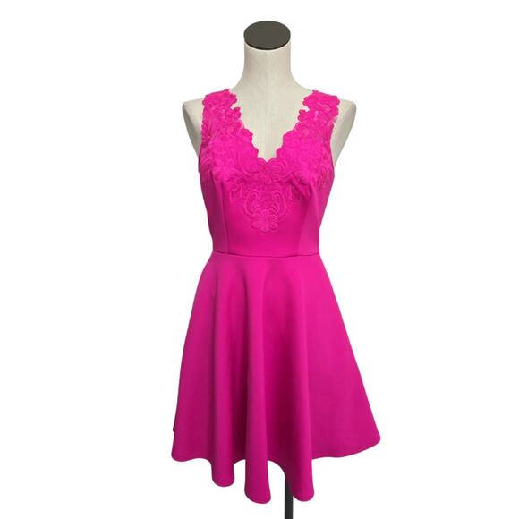 Ted Baker Talia Dress Pink Embroidered Floral Fit &‎ Flare Dress Size 1 US 4 XS - Picture 1 of 9